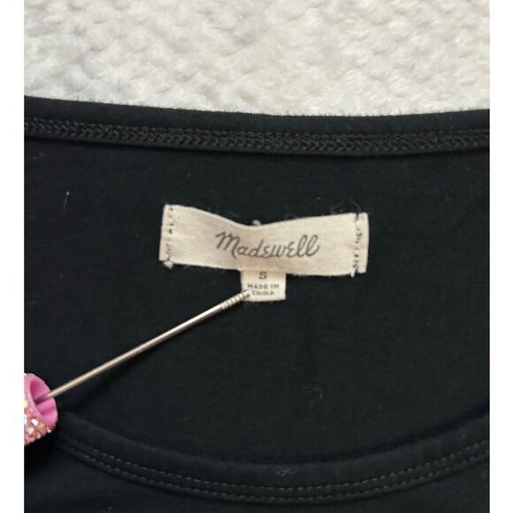 Madewell Shift Long Sleeve Mini Black T Shirt Dress Size Small Western Indie - Picture 10 of 10